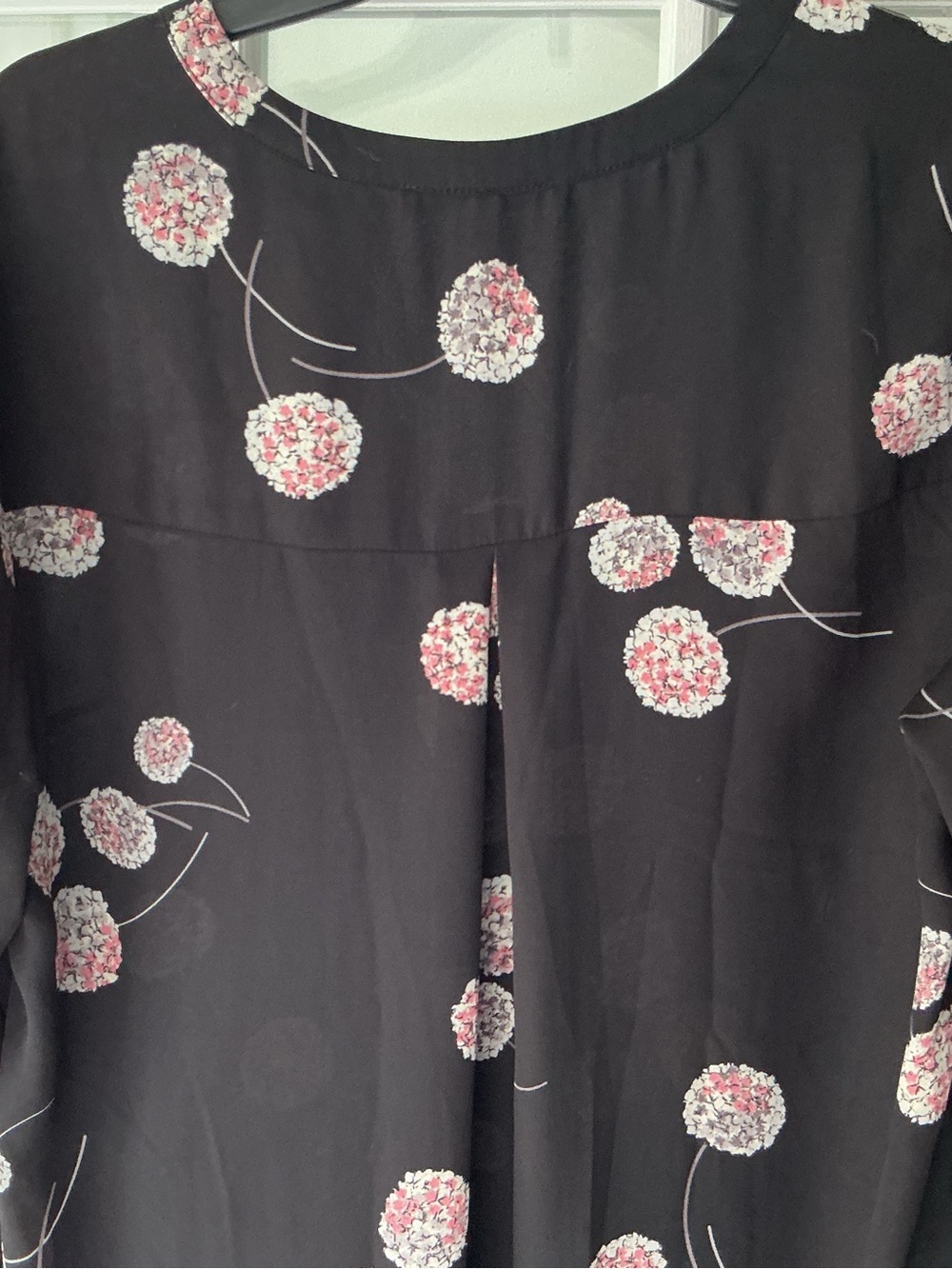 Daniel Rainn Black Floral V-Neck Blouse - Pink/White Accents - Picture 7 of 8